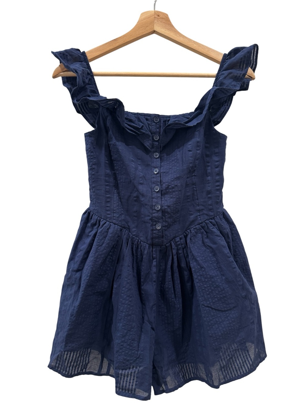 Aerie Cotton Navy Smocked Romper - Picture 2 of 7